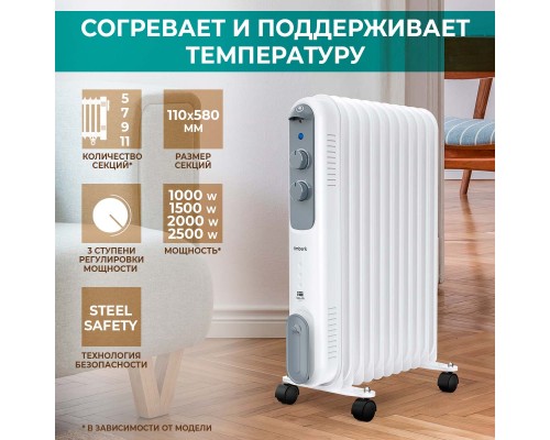 Масляный радиатор Timberk TOR 21.1809 DC White