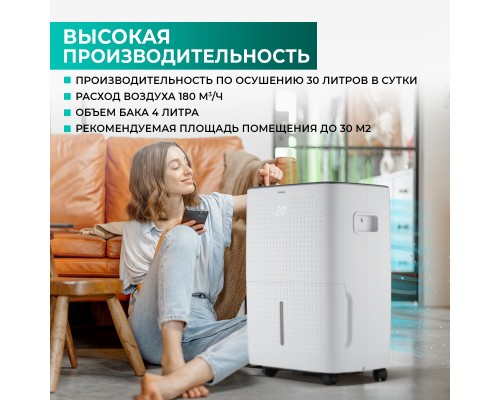 Осушитель воздуха Timberk T-DH30-P57WF White